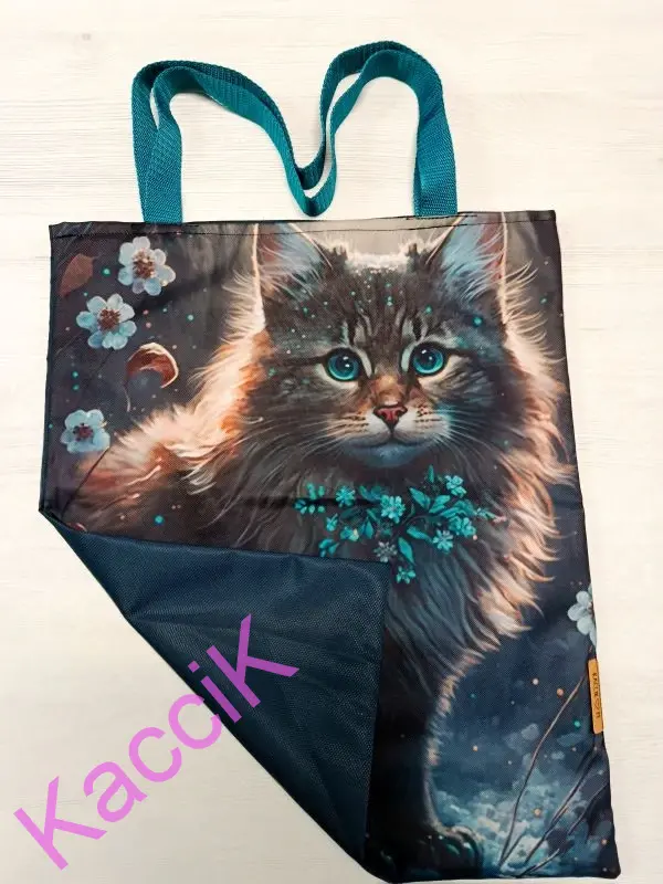 Nákupní taška kočka modrá