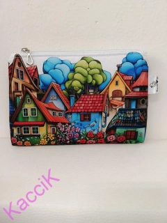 Toaletní taštička Domečky na bílé